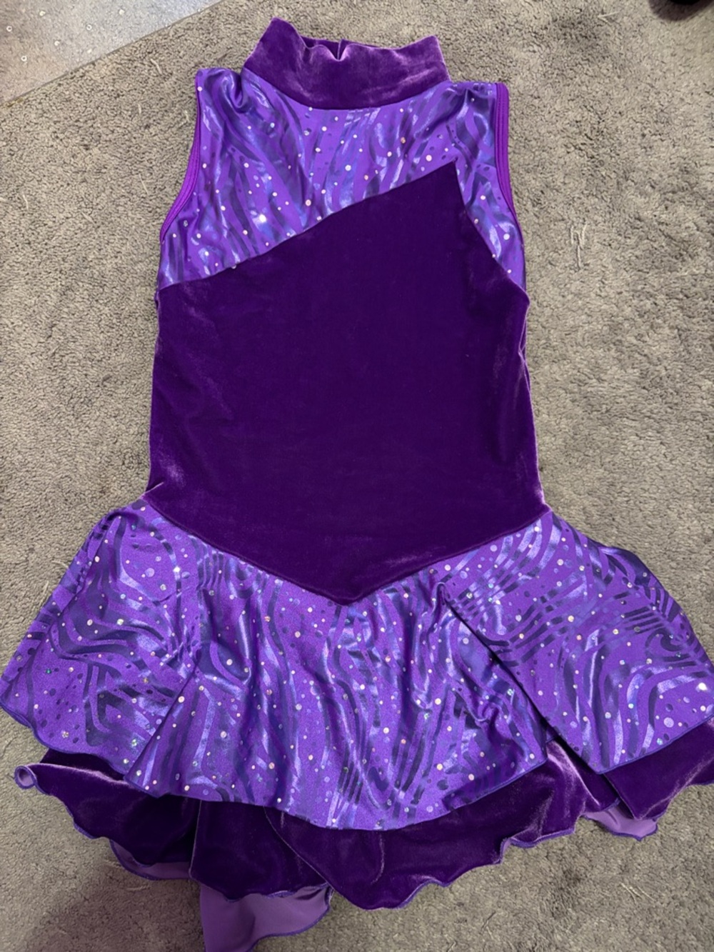 Purple Sparkle Velvet Dance Skate Dress